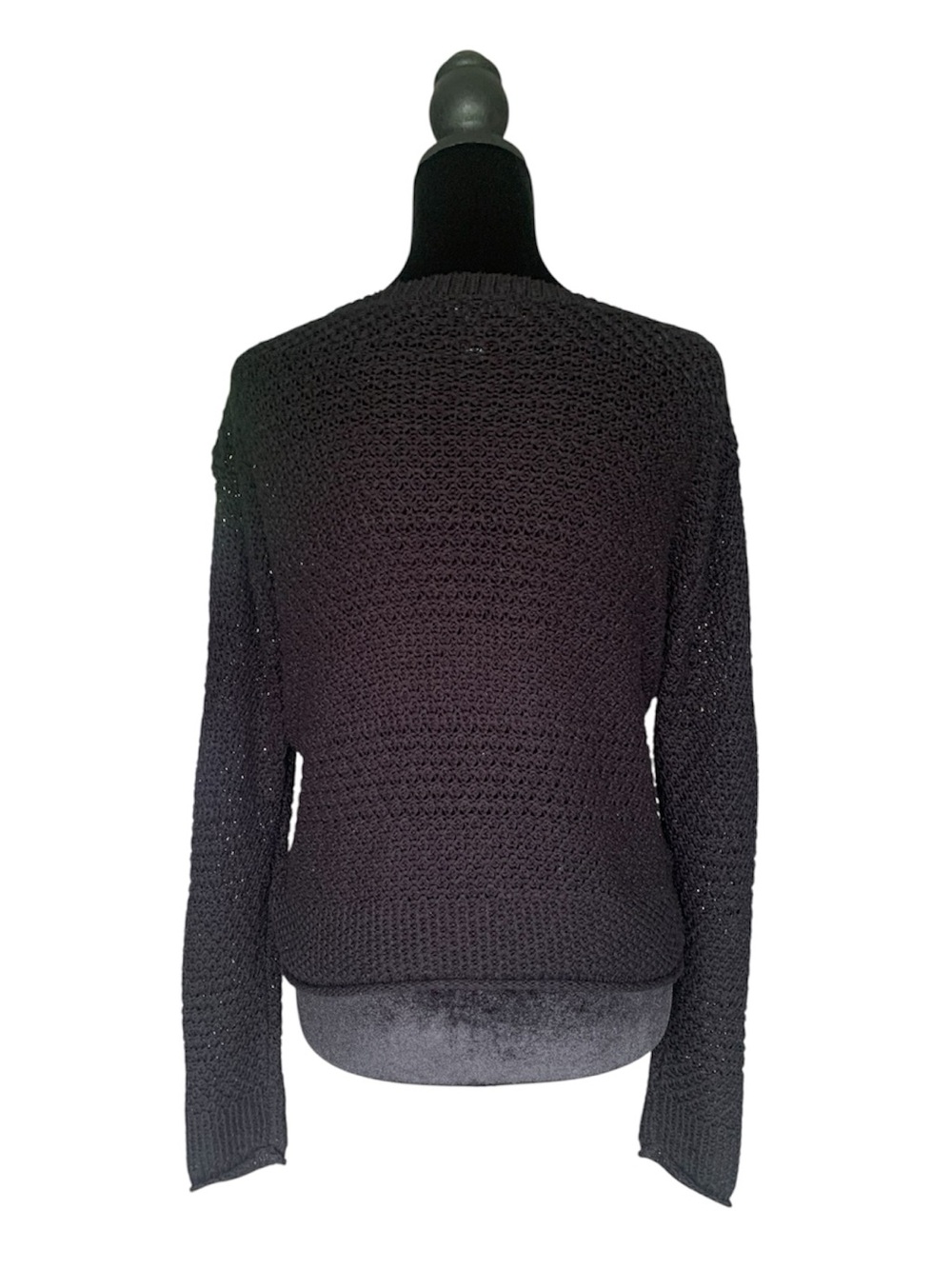Lauren Ralph Lauren Black Open Crochet Knit Pullover Sweater Size M - Picture 3 of 10